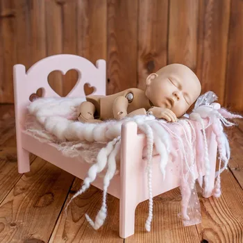 Реквизит Для Фотосъемки новорожденных, Деревянная Полая Кровать в форме сердца Для Девочек, Съемные Детские Аксессуары Для Фотосъемки Bebes Accesorios Recien Nacido