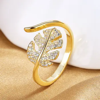 Серебро S925 Пробы, тонкое Сусальное золото, Циркон, открытое кольцо Для женщин, Модный свадебный подарок, очаровательные ювелирные изделия