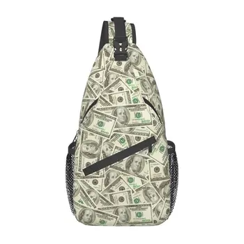 Слинг для банкнот в долларах США, нагрудная сумка через плечо, мужской модный рюкзак с денежным рисунком для путешествий на велосипеде