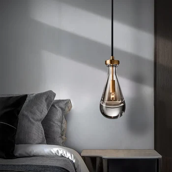 Современный Подвесной светильник в виде капли воды, Интерьерный светодиодный светильник с кристаллами, Креативный Прикроватный подвесной светильник, Люстра для гостиной, столовой