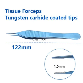 Титановые тканевые щипцы С зазубренными наконечниками, Офтальмологический хирургический инструмент с покрытием из карбида вольфрама 122 мм