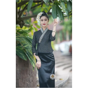 Традиционная одежда Таиланда для женщин, Приталенный Элегантный наряд Дай в Восточном стиле, Одежда из Юго-Восточной Азии, Лаос, Мьянма, Тайское платье