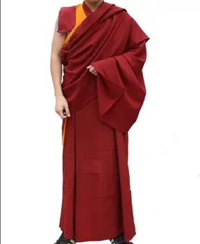 Униформа монаха-Ламы Тибетский Китайский Костюм Буддизм Дзен Донга Красный Тонкий