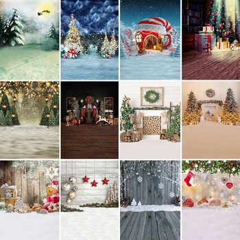 Фоны для фотосъемки Рождественская елка, снег, теплый свет, деревянный пол в стиле боке, украшение для детского портрета, фотофон, студийная фотозона