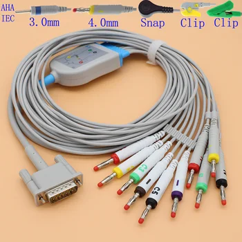 ЭКГ ЭКГ M3703A/C кабель с 10 выводами и проволочный вывод электрода для монитора HP M1770A/M1771A/M1772A/M1723, 3,0 din/4,0 
