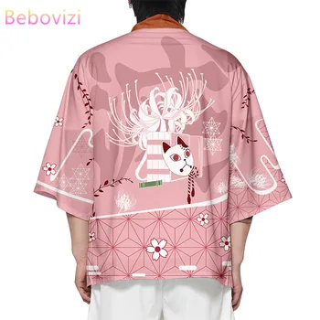 Японское Традиционное Самурайское Кимоно Мода Женщины Мужчины Хаори Уличная одежда Кардиган с принтом Юката Аниме Косплей Азиатская одежда