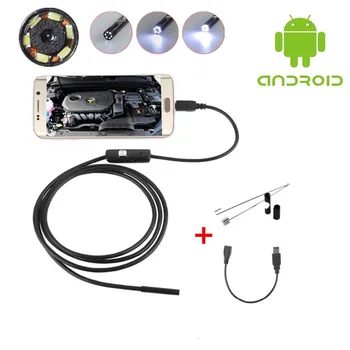 1 м 7 мм Объектив USB Эндоскоп камера Водонепроницаемый Гибкий Провод Змеиная трубка Инспекционный Бороскоп Для OTG Совместимых телефонов Android