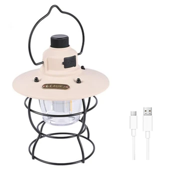 1 шт. Ретро походные фонари USB Перезаряжаемая аварийная портативная лошадиная лампа (молочно-белый)
