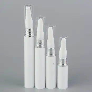 10 Мл белые безвоздушные бутылки серебряный длинный пресс-насос лосьон/эмульсия/сыворотка для глаз/эссенция/гелевая основа тонер для ухода за кожей упаковка