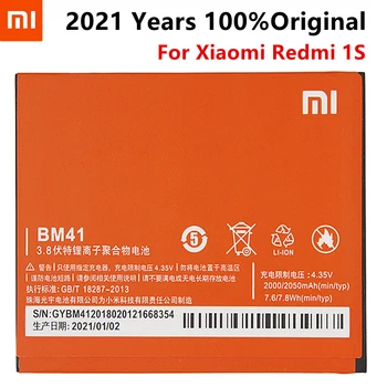 100% Оригинальный Аккумулятор Xiaomi BM41 bm41 Для Xiaomi Redmi 1S Hongmi Red Rice 1S Сменные Аккумуляторы BM 41 Высокой Емкости 2050 мАч