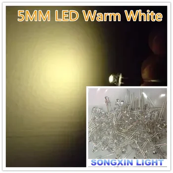 1000 шт./лот Прозрачный Круглый 5 мм 5 мм Теплый Белый Светоизлучающий диод LED 2800-3200 K Super brigh WW 5 Мм LED