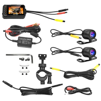 1080P Водонепроницаемая мотоциклетная камера DVR, видеорегистратор для мотоцикла, 3-дюймовая передняя и задняя камера, видеорегистратор DVR, черный