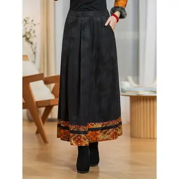 2022 улучшенная юбка ming hanfu с цветочным принтом, длинное платье в китайском стиле, длинная повседневная юбка daliy для женщин и девочек