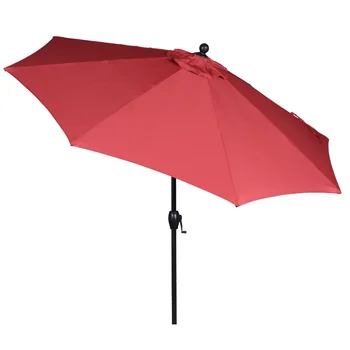 9-дюймовый зонт для патио Премиум-класса, красная мебель для пляжного пикника на открытом воздухе 