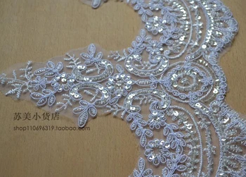 9 ярдов 23 см шириной, роскошные Венецианские пайетки, кружевная отделка, аппликация, кружево для свадебного платья