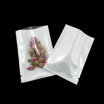 9x13 см Белая/Прозрачная Трехсторонняя герметичная упаковка с открытым верхом, сумка для сухого пищевого порошка, сумка для хранения чая, 100 шт./лот