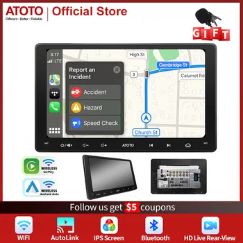 ATOTO 9-Дюймовый Автомобильный Радиоприемник 2 Din Беспроводной CarPlay Android Auto Mirror Link Автомобильный Стерео Bluetooth Сенсорный Экран HD Live Заднего вида USB