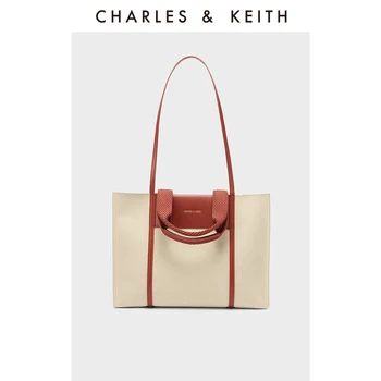 CHARLES＆KEITH /Новое поступление на весну 2023 CK2-30782048-1, женская сумка-тоут с цветным блоком, большая вместительная сумка на одно плечо