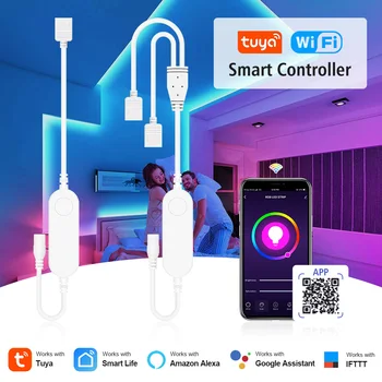 Tuya Smart Life APP 5V-24V WiFi 3Pin 4 Pin RGB светодиодная лента Беспроводной Пульт Дистанционного Управления Умный Дом работа с Alexa Google Home
