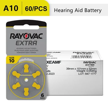 Батарейки для слухового аппарата A10 PR70 60 шт./10 карт RAYOVAC EXTRA 10 A10 Цинк-воздушный Аккумулятор 1.45V Performance для слухового аппарата