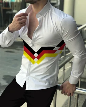 Высококачественная модная мужская рубашка на пуговицах, повседневные дизайнерские принты, топ с длинными рукавами, мужская одежда с лацканами, весна 2023