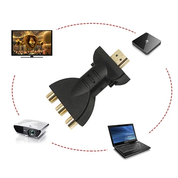Высококачественный Аудио- и Видеоадаптер HDMI-3 RGB RCA Конвертер 24K С Позолоченным Штекерным разъемом Подходит для HDTV/DVD/проектора