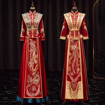 Вышитое бисером Платье Ципао с Кисточками и Пайетками, Китайское Традиционное Свадебное Платье Ципао Для Невесты И Жениха китайская одежда