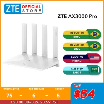 Глобальная версия маршрутизатора ZTE AX3000 Pro 5G с двухдиапазонным усилением 3000 М 7dBi, подключение NFC в одно касание, Простая сетка и Wifi6