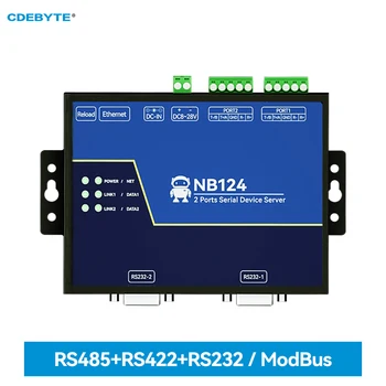 Изолированный 2-канальный Последовательный сервер RS232/422/485 RJ45 Modbus Gateway CDEBYTE NB124 TCP/UDP/MQTT по команде Встроенного сторожевого таймера