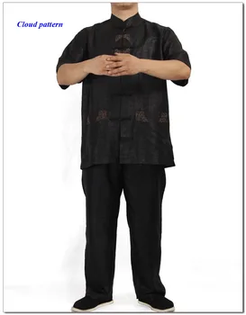 костюм танг из 100% шелка с водянистой марлей, пуговицы Pankou, воротник-стойка, повседневный мужской комплект одежды из чистого кантонского шелка с иголочки