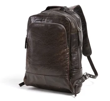 Модный винтажный мужской рюкзак из натуральной кожи, деловой роскошный рюкзак для ноутбука из натуральной воловьей кожи, дорожная сумка для книг большой емкости