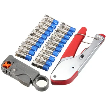 Набор инструментов для обжима коаксиальных кабелей Обжимные плоскогубцы и съемники для коаксиальных щипцов RG6 с компрессионными соединителями
