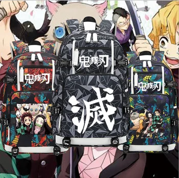 Новый Demon Slayer: Kimetsu no Yaiba Kamado Tanjirou Рюкзак сумка для ноутбука Мужские Аниме Дорожные сумки USB Оксфордский Рюкзак школьный