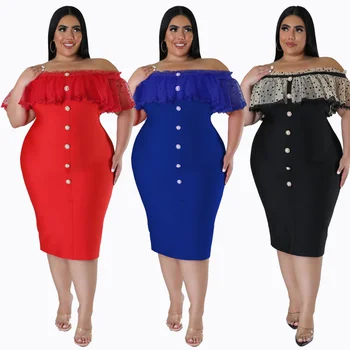 Платья в африканском стиле XL-5XL для женщин, Летние Элегантные африканские платья из полиэстера с коротким рукавом, черные, красные, синие, длиной до колен, Африканская одежда