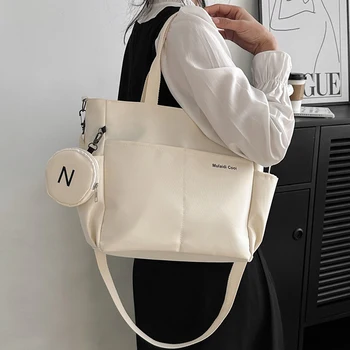 Повседневная женская сумка-тоут большой емкости, студенческий школьный ранец, модная сумка для покупок, женская сумка через плечо, холщовый мешок