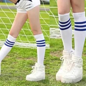 Подростковые Унисекс Длинные Полосатые Дышащие Футбольные спортивные Повседневные носки с высокой трубкой