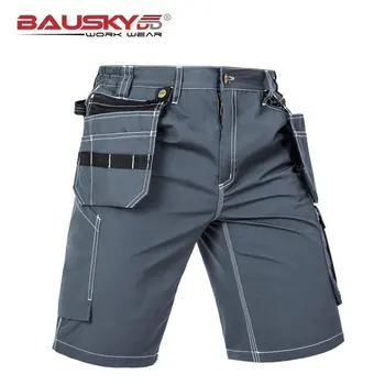 Рабочие Брюки, Мужские брюки для спецодежды, Мужские рабочие брюки с несколькими карманами для инструментов, Короткие брюки, Мужские брюки для спецодежды на лето