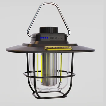 Светодиодные декоративные подвесные светильники, Водонепроницаемое Ретро-освещение для кемпинга Type-c, Зарядка с крючком, индикатор заряда батареи для путешествий на открытом воздухе