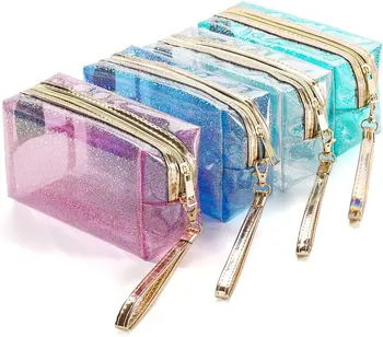 Сумка для хранения Ручки Прозрачные косметические сумки для ванной комнаты Чехол для макияжа Портативный С водонепроницаемой прозрачной сумкой на молнии