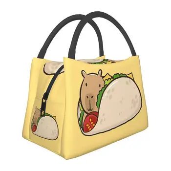 Сумки для ланча Capybara Taco, портативные изолированные оксфордские сумки-холодильники, капибары для животных, термальная коробка для ланча для пикника