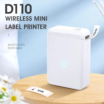 Устройство для изготовления этикеток Niimbot D110 с 2 рулонами белой наклейки для печати именной бирки ценника Мини термопринтер Bluetooth