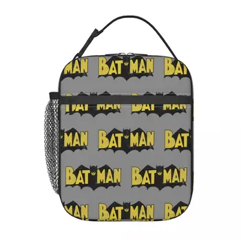 Человек-летучая мышь с ретро логотипом, изолированная сумка для ланча, Герметичный контейнер для еды, сумка-холодильник, ланч-бокс, сумки для хранения продуктов для школьного пикника