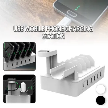 Черный/Белый Настольный Тип Многопортовая USB Зарядная станция для мобильного телефона Портативные станции быстрой зарядки для iPhone