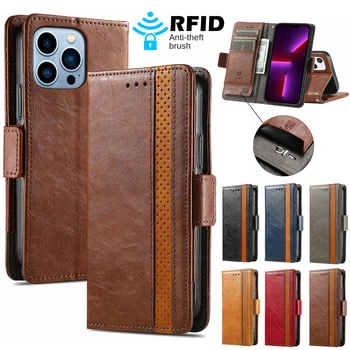 Чехол-бумажник Для iPhone 14 Pro, Противоударный, Защищенный RFID Слотом для карт, Кожаный Чехол Для iPhone 13 12 11 X XR Xsmax 8 7 Plus SE 2020